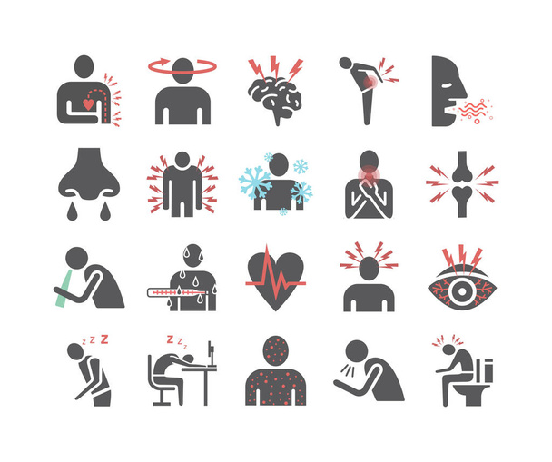 Disease symptoms icons. Vector sign for web graphics - Wektor, obraz