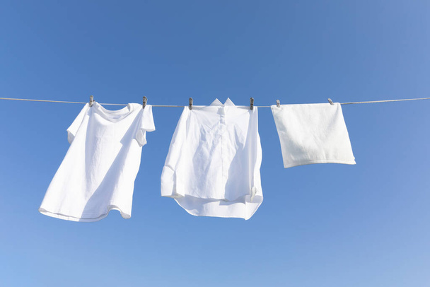 aesthetic laundry concept_clothes line - Fotografie, Obrázek