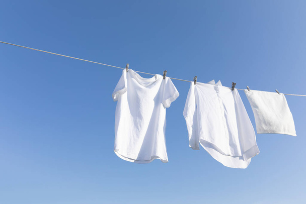 aesthetic laundry concept_clothes line - Foto, afbeelding