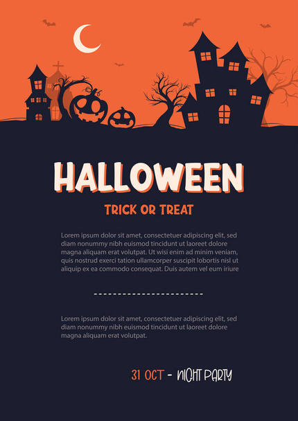 Halloween party invitations or greeting cards background. Halloween  illustration template for banner, poster, flyer, sale, and all design. - ベクター画像