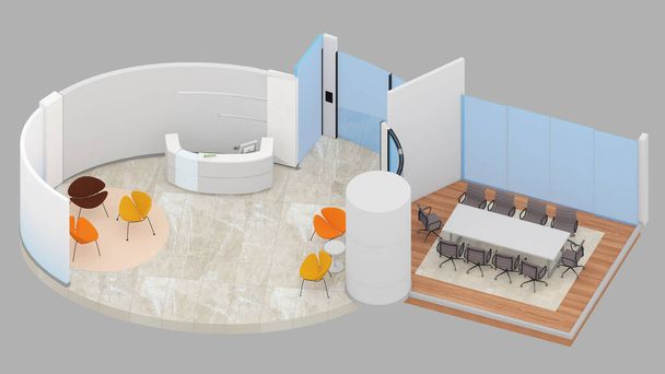 Isometric view of a office space and meeting room,reception area, 3d rendering. - Fotó, kép