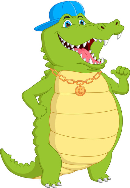 słodkie krokodyl kreskówka kciuk w górę na białym tle - Wektor, obraz