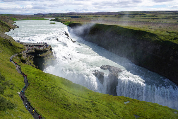 Gullfoss waterfall located in canyon on Hvita river, Iceland - Foto, imagen