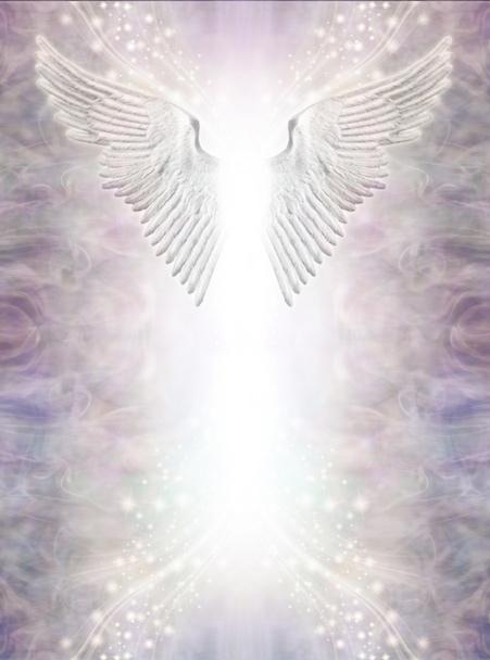 Silvery Lilac Angel Wings Certificate Awardディプロマメモ背景テンプレート-開いた翼が輝き、賢明に流れる対称的な背景は、賞の卒業証書の招待状や広告に最適です。  - 写真・画像