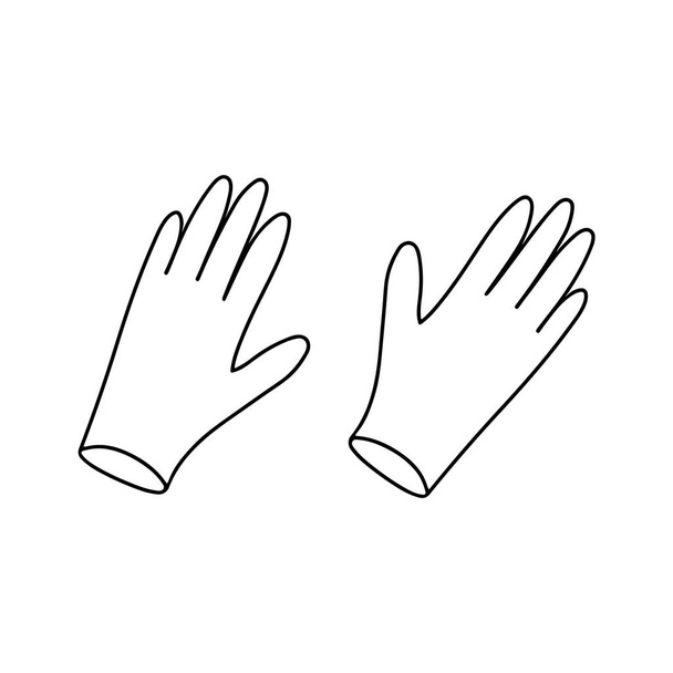Рука намальовані поліетиленові рукавички для догляду за волоссям ізольовані на білому тлі. Перукарські каракулі гумові рукавички для фарби для волосся. Розмальовка Скрипка для дорослих та дітей. Захист рук тонкої лінії
 - Вектор, зображення