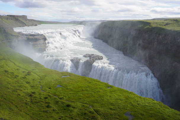 Gullfoss waterfall located in canyon on Hvita river, Iceland - Photo, image