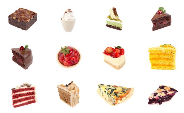 Колекція смачного десерту ізольована на білому тлі
 - Фото, зображення