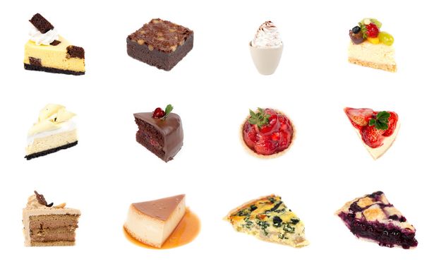 Колекція смачного десерту ізольована на білому тлі
 - Фото, зображення