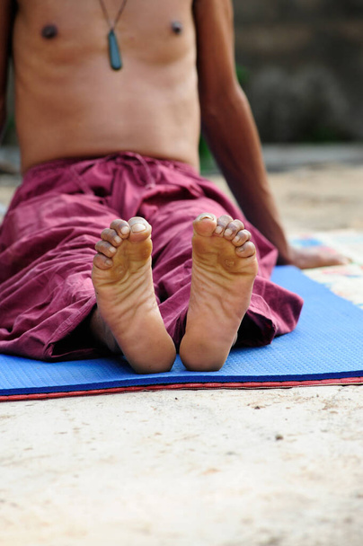 feet and ankle during a yoga session, exercise and training - Foto, immagini