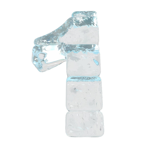 Ice 3d symbol made of horizontal blocks. number 1 - Vektör, Görsel