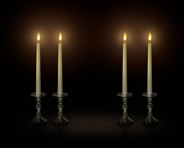 Kynttilävalo kynttilänjalassa mustalla taustalla - Valokuva, kuva