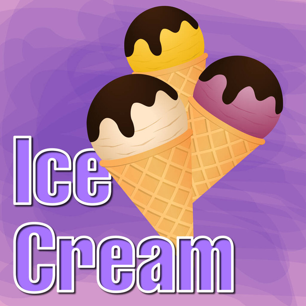   Freezer cone. Soft frosty illustration of different tastes - Vector, Imagen