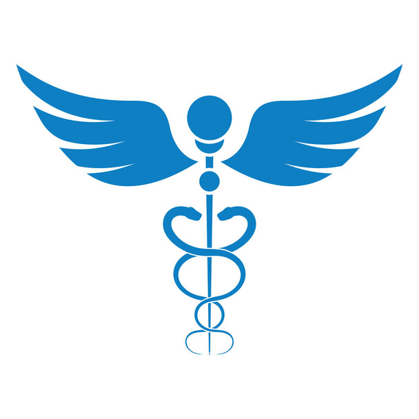 caduceus symbol blue silhouette icon - Vettoriali, immagini
