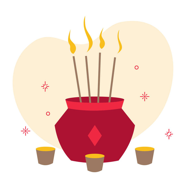 Pray offering to Ancestor tradition for chinese new year festival concept - Vector, Image