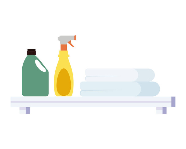 laundry products and towels folded - Vector, Image