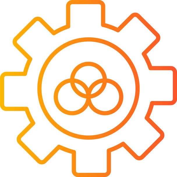 rueda dentada vector icono. estilo es contorno naranja y amarillo símbolo plano sobre un fondo blanco. - Vector, imagen