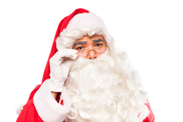 santa claus with glasses  on white background, with copy space - Φωτογραφία, εικόνα