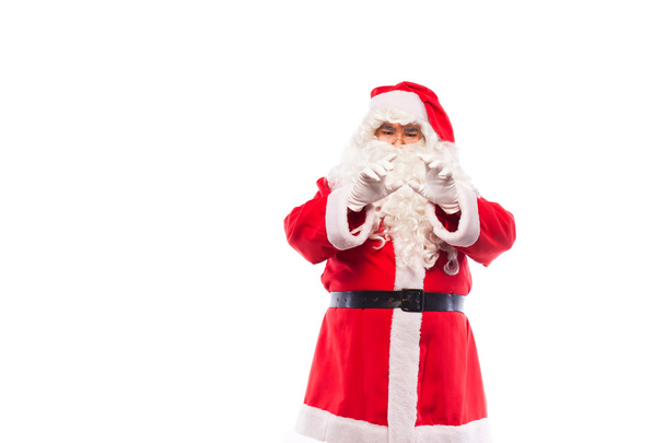 Санта-Клаус с на белом, с копировальным местом
 - Фото, изображение