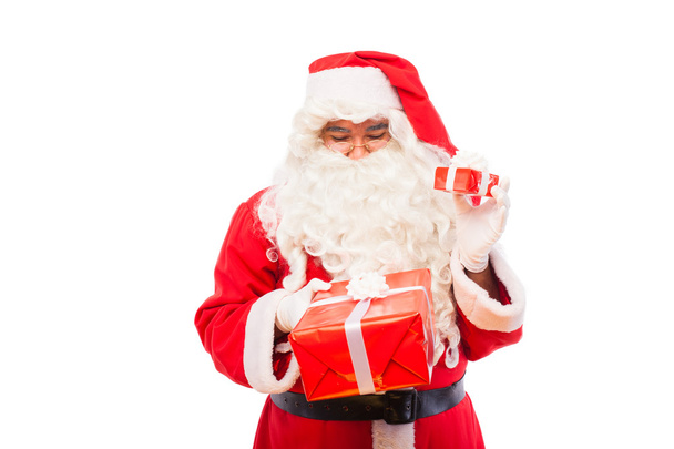 santa claus with gifts isolated on white, with copy space - Foto, Bild