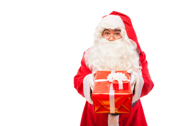 santa claus with gifts isolated on white, with copy space - Foto, Bild