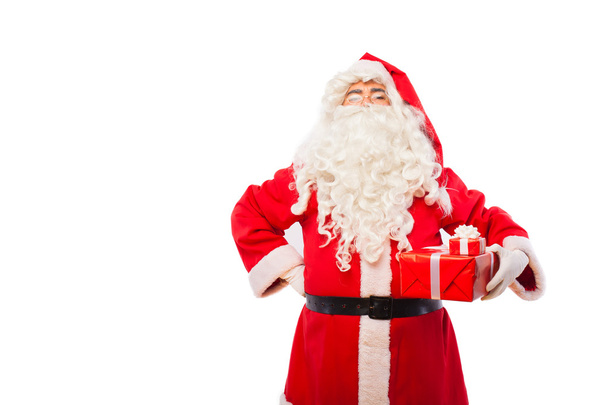 santa claus with gifts isolated on white, with copy space - Photo, image