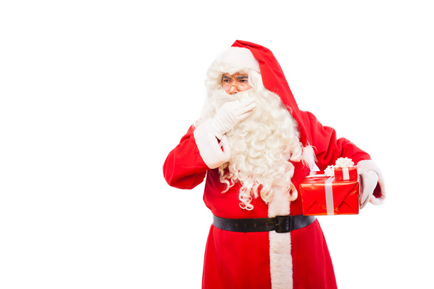 santa claus with gifts isolated on white, with copy space - Fotoğraf, Görsel