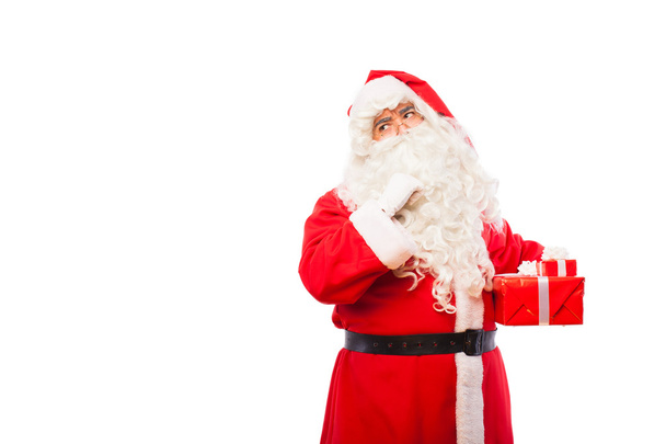 santa claus with gifts isolated on white, with copy space - Photo, Image
