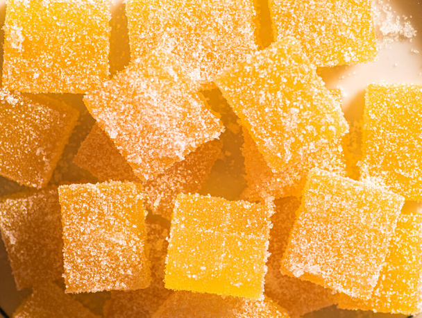 close-up of homemade sugar-coated orange jellies - 写真・画像