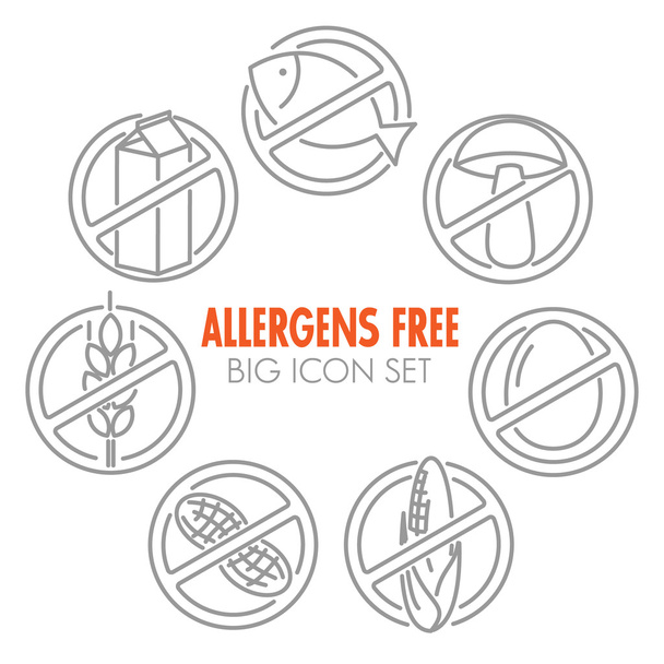Vector ikonok allergének ingyenes termékek - Vektor, kép