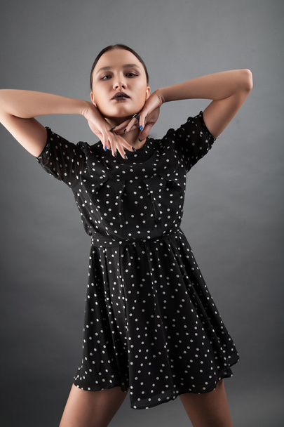 Girl in polka-dot dress - Photo, image