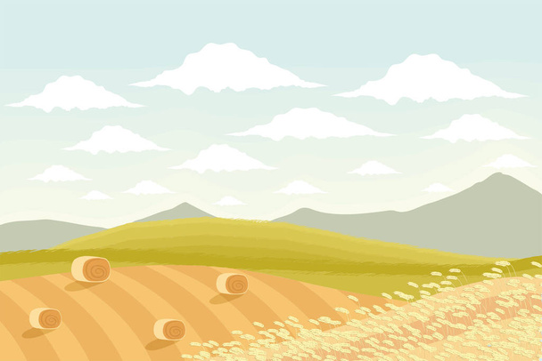 wheat harvest rural landscape scene - Vector, afbeelding