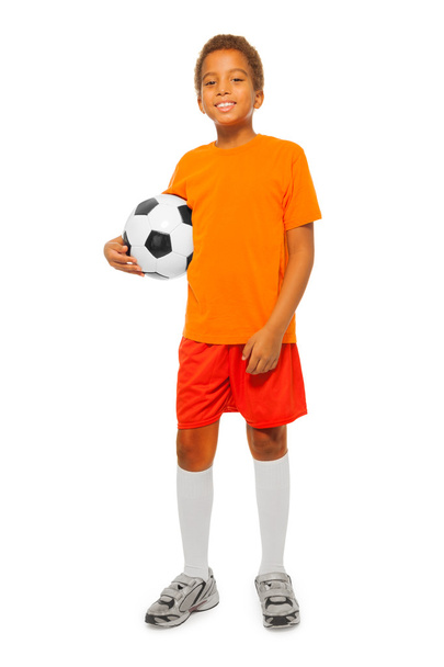 Boy holding soccer ball - Фото, изображение