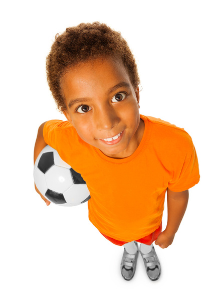 Boy holding soccer ball - 写真・画像