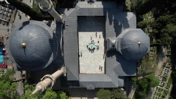 Aerial Mosque Of Emirsultan Bursa, drone footage of the old ottoman structure squares of bursa, drone view of the great mosque campus of bursa - Filmmaterial, Video