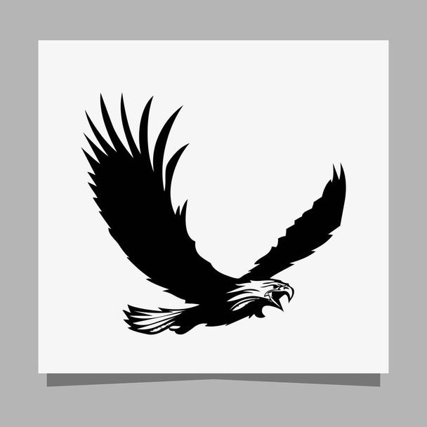 vector black eagle on white paper is perfect for logos, illustrations, banners, flyers, wallpapers - Vector, Image
