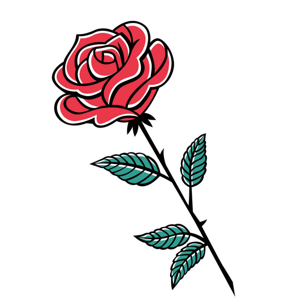 Μεμονωμένο τριαντάφυλλο μεγάλες φάσεις χρώμα κλήρωση διανυσματική απεικόνιση - Διάνυσμα, εικόνα