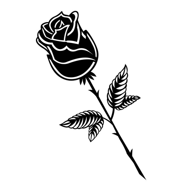 Isolated rose medium small phases black draw vector illustration - Vector, Imagen