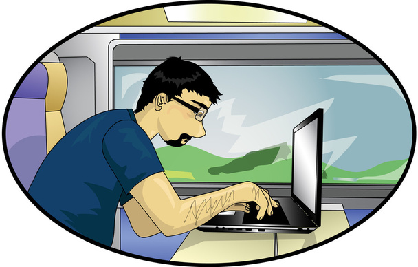 Počítačový vědec ve vlaku - Vektor, obrázek