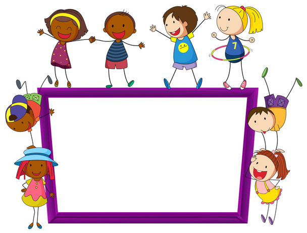 Children and frame - Vector, Image