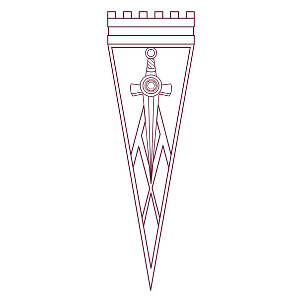 Isolated draw flag heraldry medieval symbols vector illustration - Vektör, Görsel