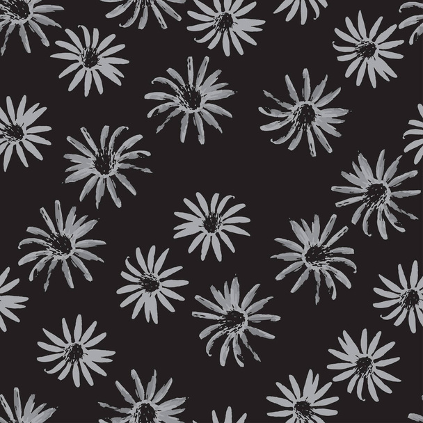 seamless plants pattern background with black flowers , greeting card or fabric - Wektor, obraz