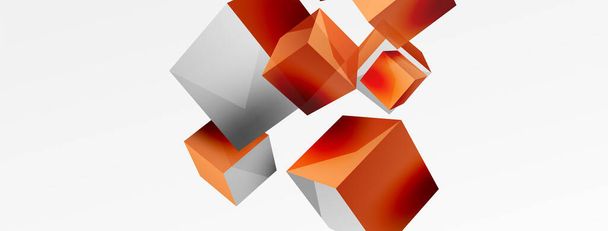 3d cubes vector abstract background. Composition of 3d square shaped basic geometric elements. Trendy techno business template for wallpaper, banner, background or landing - ベクター画像