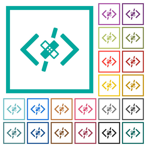 Software-Patch flache Farbsymbole mit Quadrantenrahmen auf weißem Hintergrund - Vektor, Bild