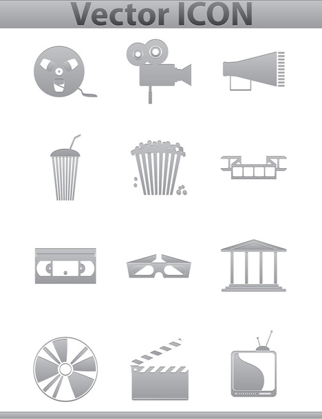 Иконки векторных фильмов. Кино и квадратные серые иконы
 - Вектор,изображение