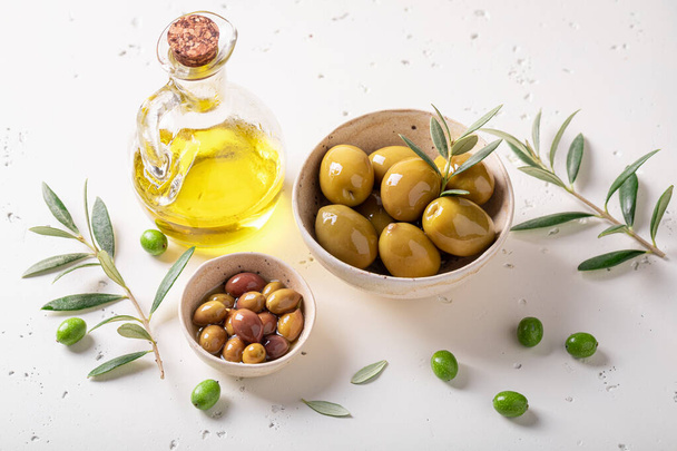 Various types of olives as a Spanish appetizer. Preserves made from olives. - Photo, image