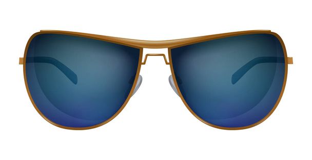 Trendy aviator sunglasses with blue lenses realistic vector illustration - Vector, Image