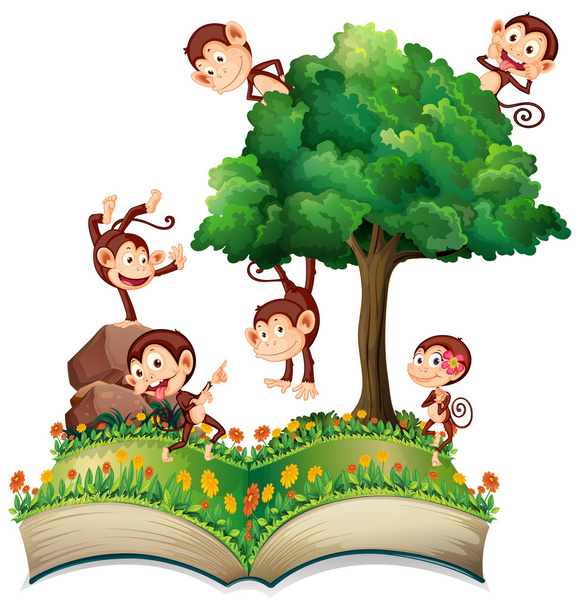 Monos y árbol
 - Vector, imagen