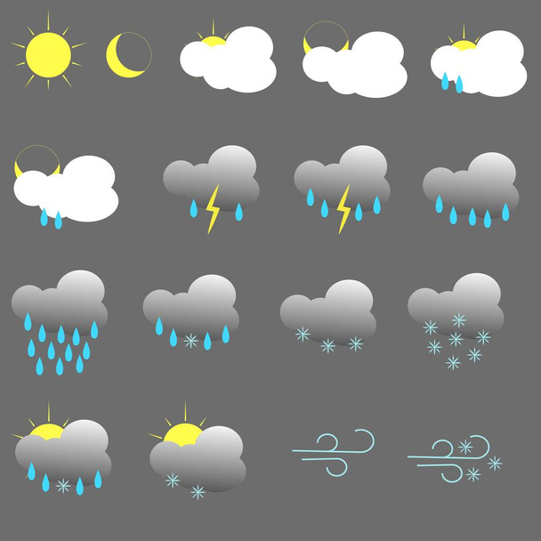 icons weather sun rain moon - Вектор, зображення