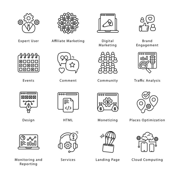 SEO, Development and Marketing Outline Icons - Stroked, Vectors - Vector, Image