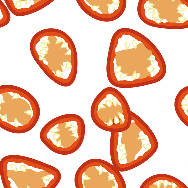 Chili Pepper Slices Seamless Pattern - Vector, Image
